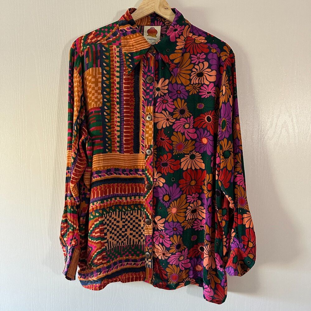 FARM Rio Multicolor Floral & Geometric Button-Down Shirt